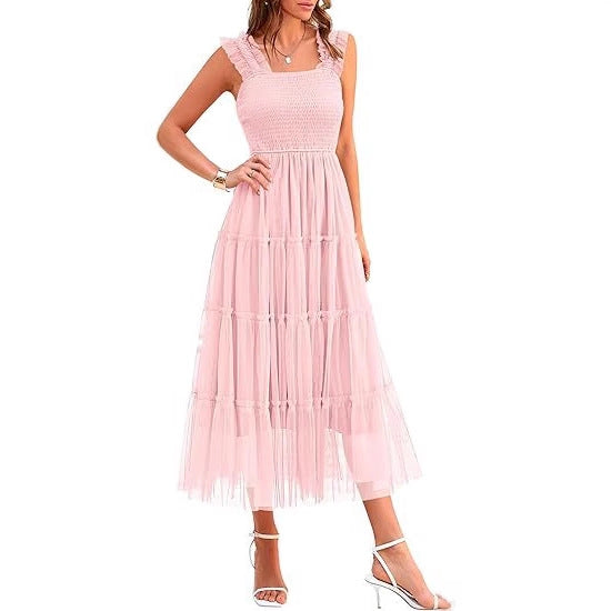 Robe maxi pour femmes avec jupe en tulle volumineuse et manches en dentelle Chic und Stil