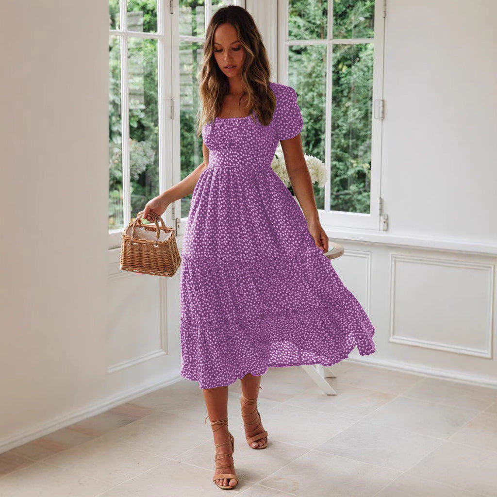 Robe midi à fleurs à volants pour femme Chic und Stil