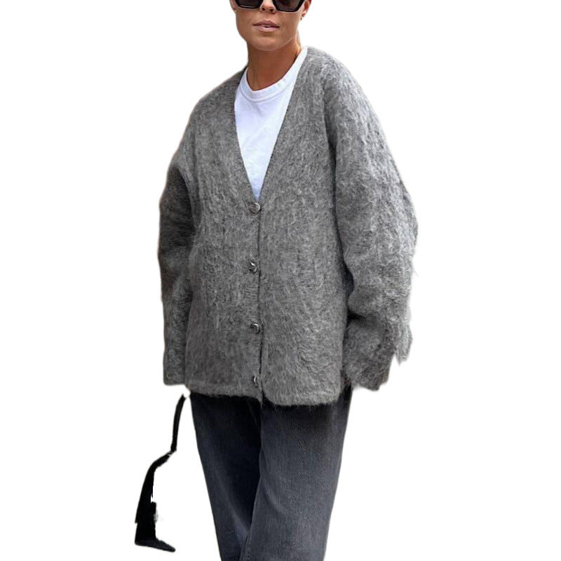 Cardigan en tricot décontracté pour femmes avec coupe oversized et détails de bouton Chic und Stil