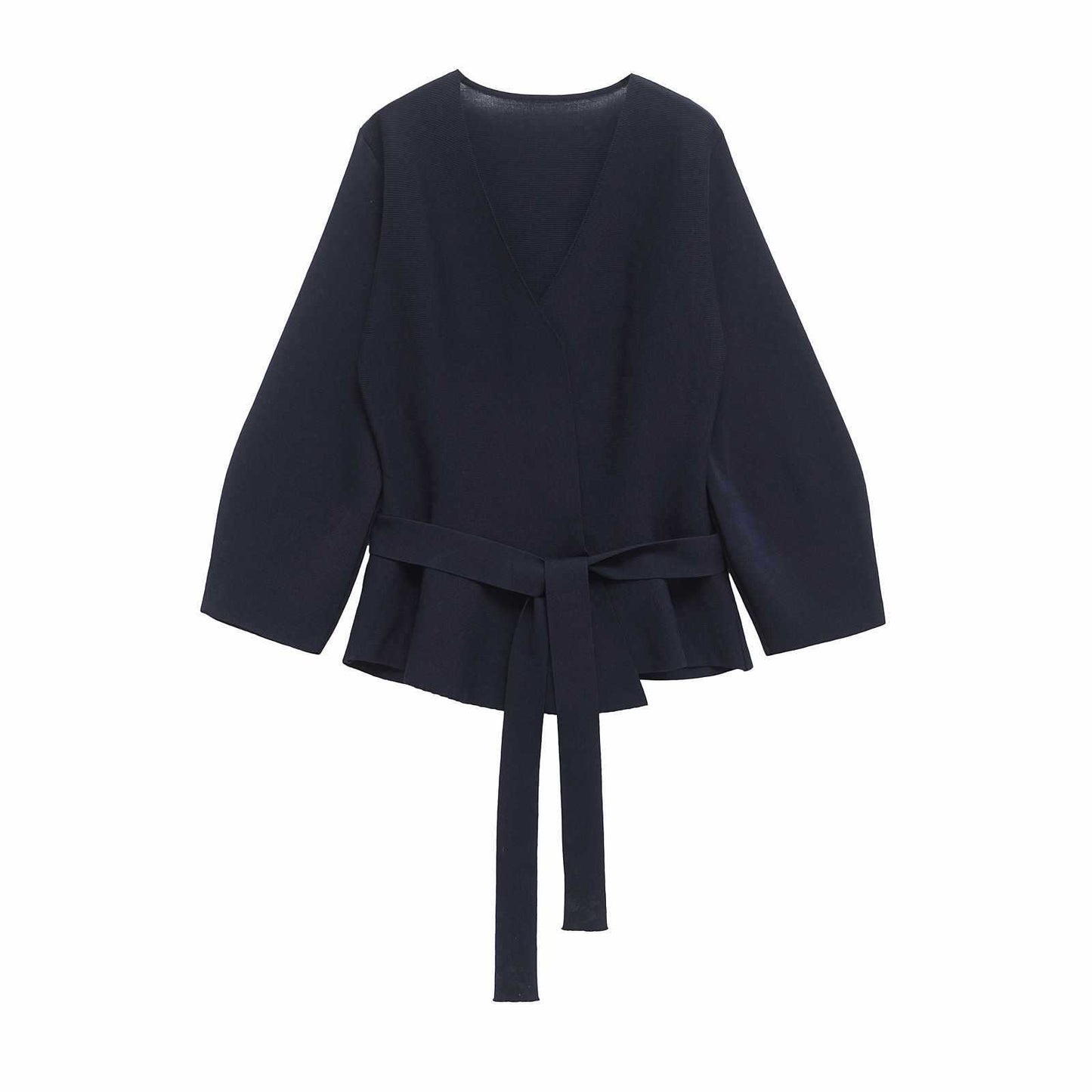 Damen Wickeljacke mit Bindeverschluss und voluminösen Ärmeln Chic und Stil