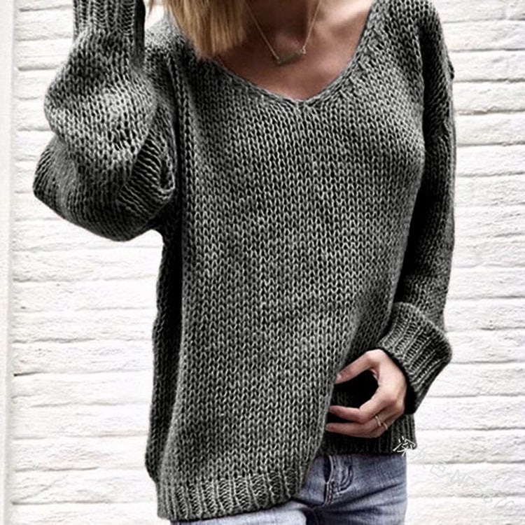 Pull V en gros pour femmes avec coupe décontractée et tissu texturé Chic und Stil