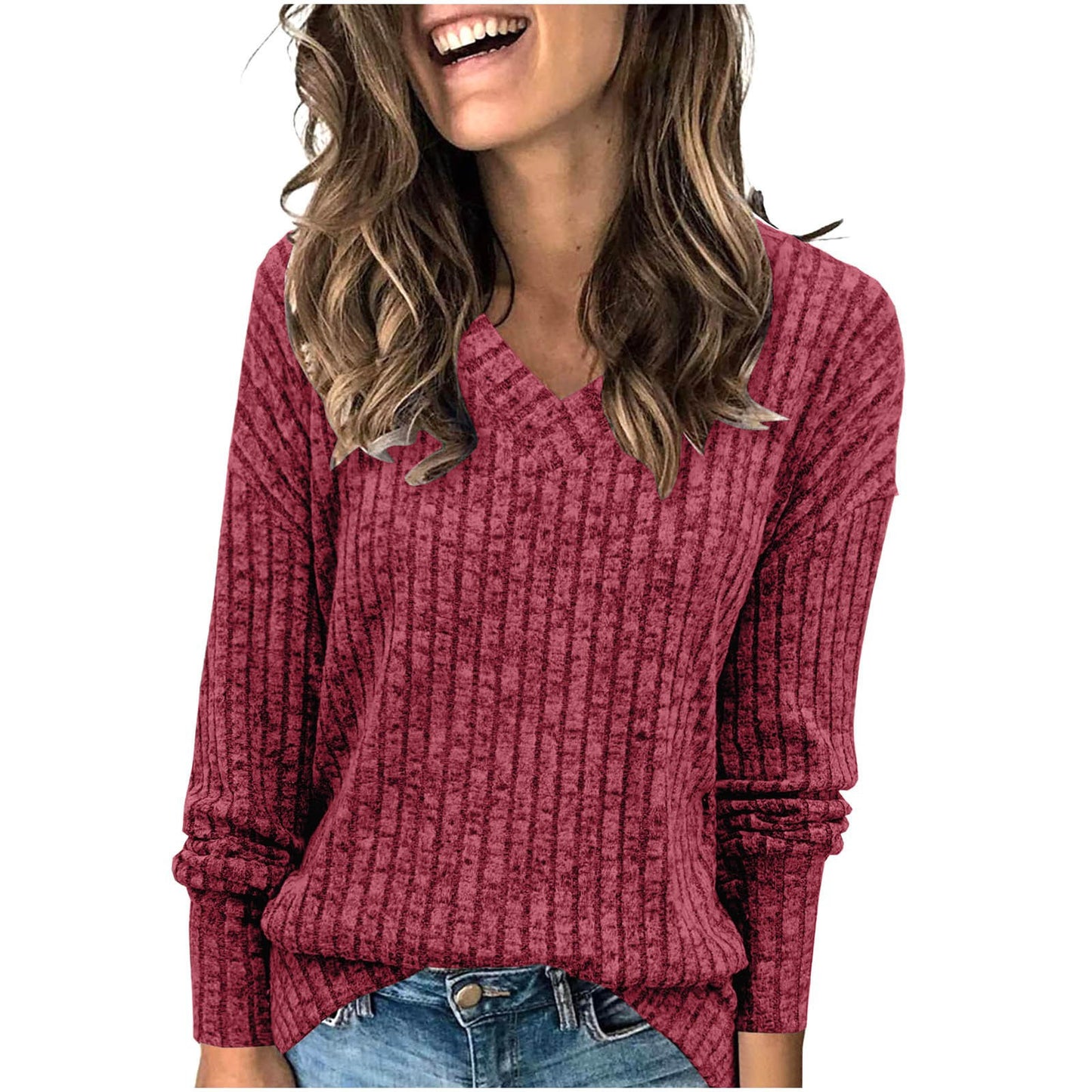 Dames V-cou tricot pull Chic und Stil