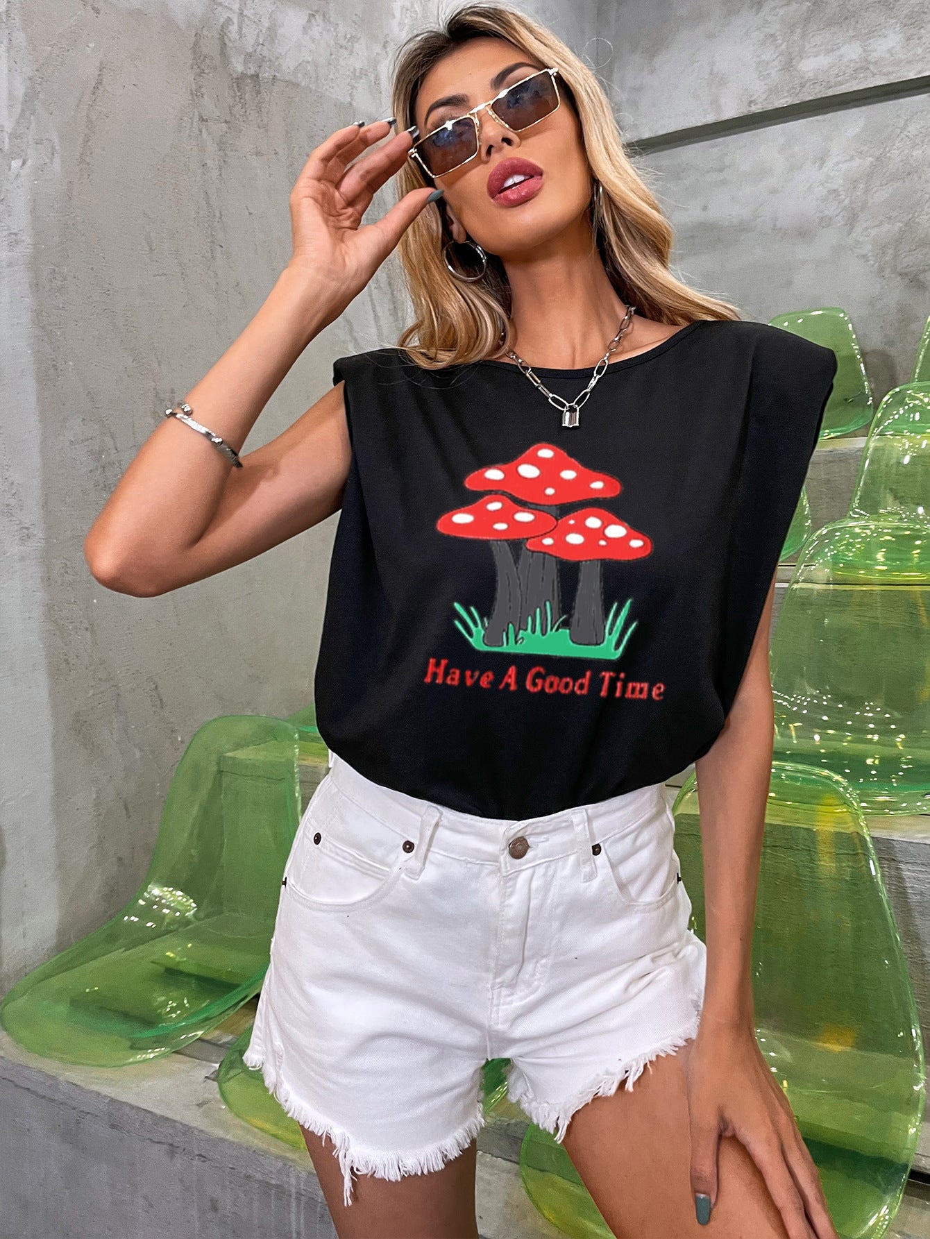T-shirt surdimensionné décontracté pour femmes avec un design de champignon unique Chic und Stil