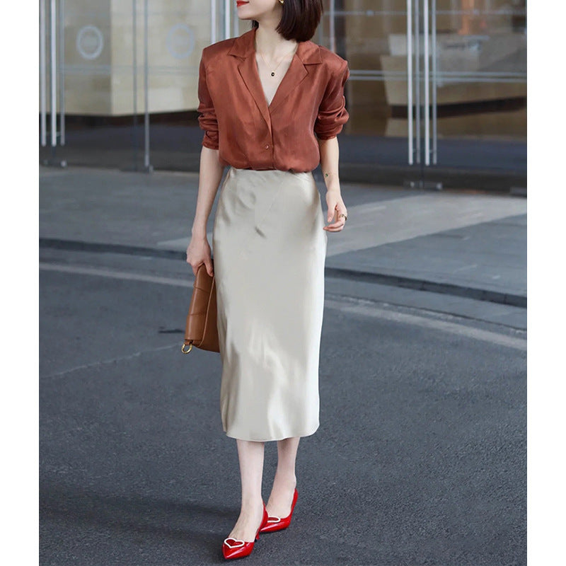 Jupe en satin élégante enveloppante Chic und Stil