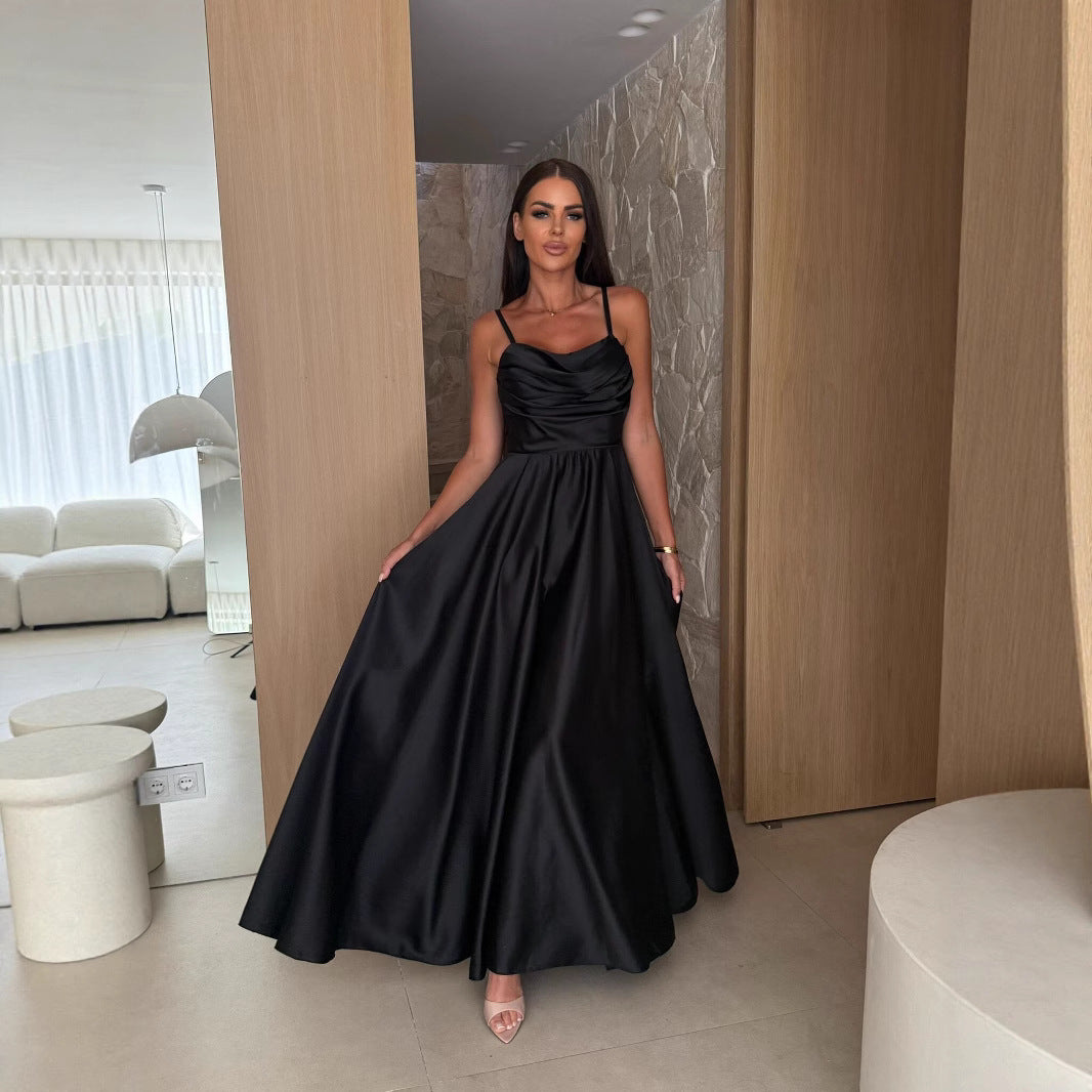 Dames Élégant Robe de Soirée en Satin Chic und Stil