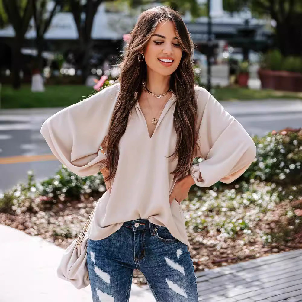 Chemisier pour femmes avec décolleté en V et manches amples Chic und Stil