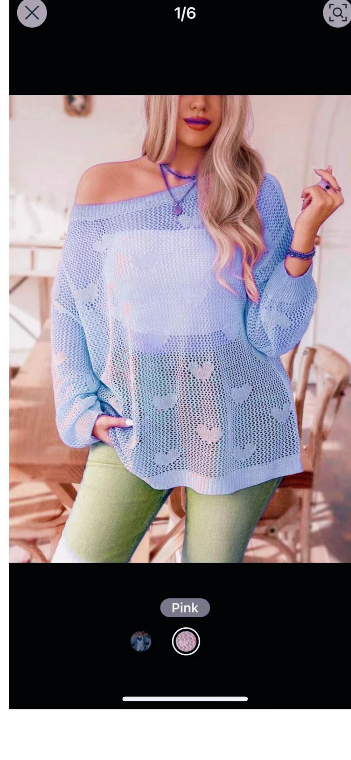 Dames Pull Over-Dimensionné en Maille avec Motif Cœur et Structure Aérée Chic und Stil