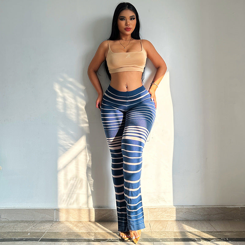 Leggings rayées taille haute pour femmes Chic und Stil