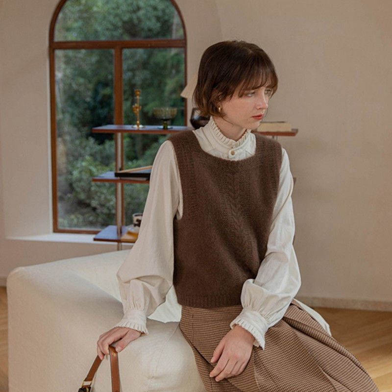 Dames Gros Tricot Gilet avec Motif de Tresses Chic und Stil