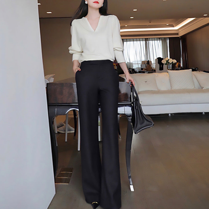 Blouse en maille élégante à col en V pour femmes Chic und Stil