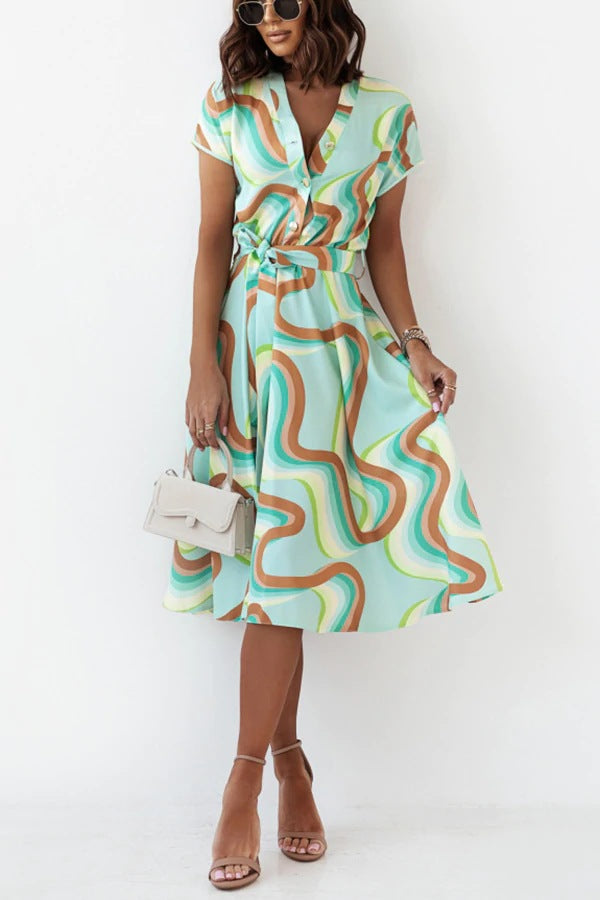 Women's A-line Dress with Button Closure Chic and Style