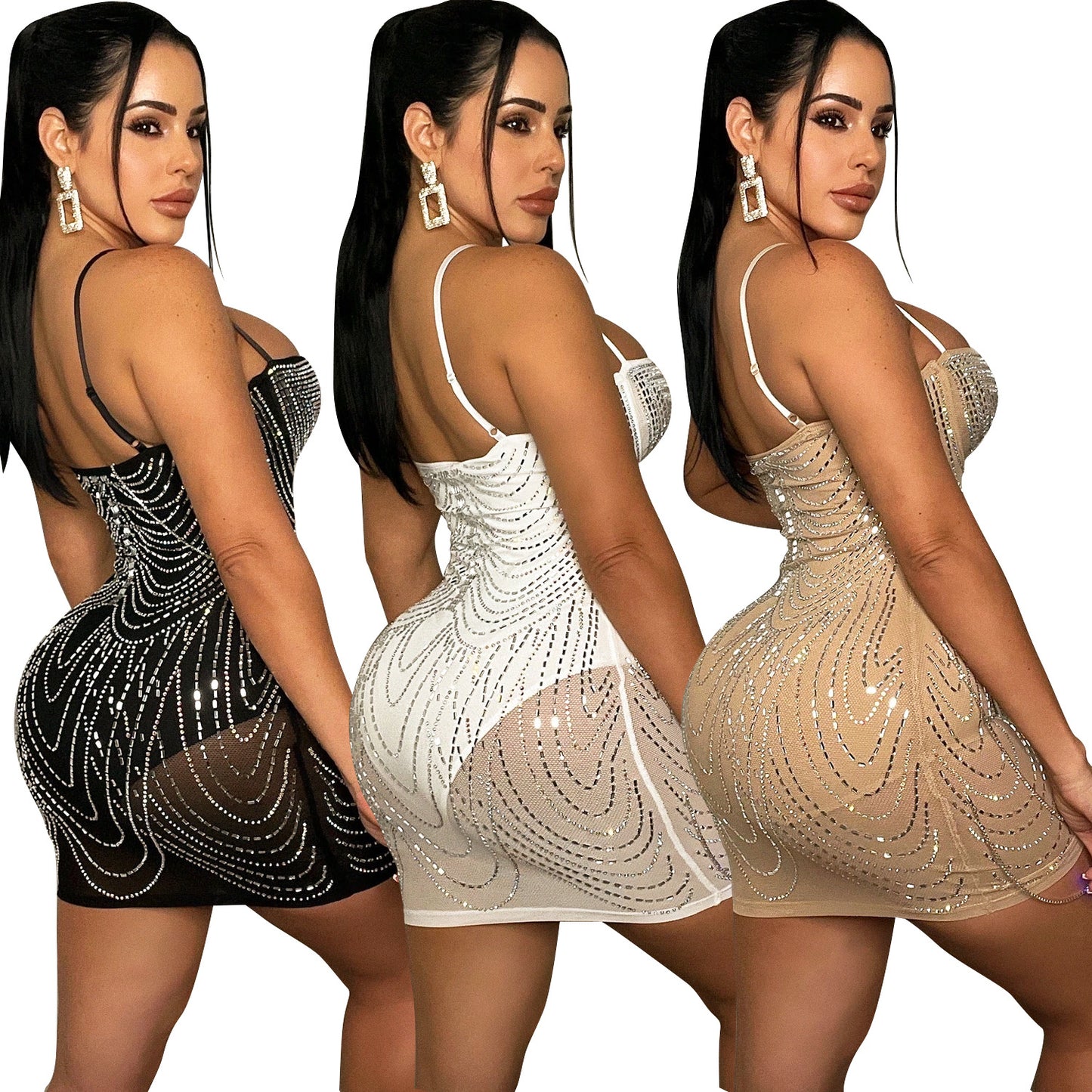 Robe mini bodycon perlée scintillante pour femmes Chic und Stil