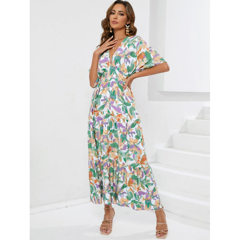 Robe maxi boho pour femmes avec des manches flottantes Chic und Stil