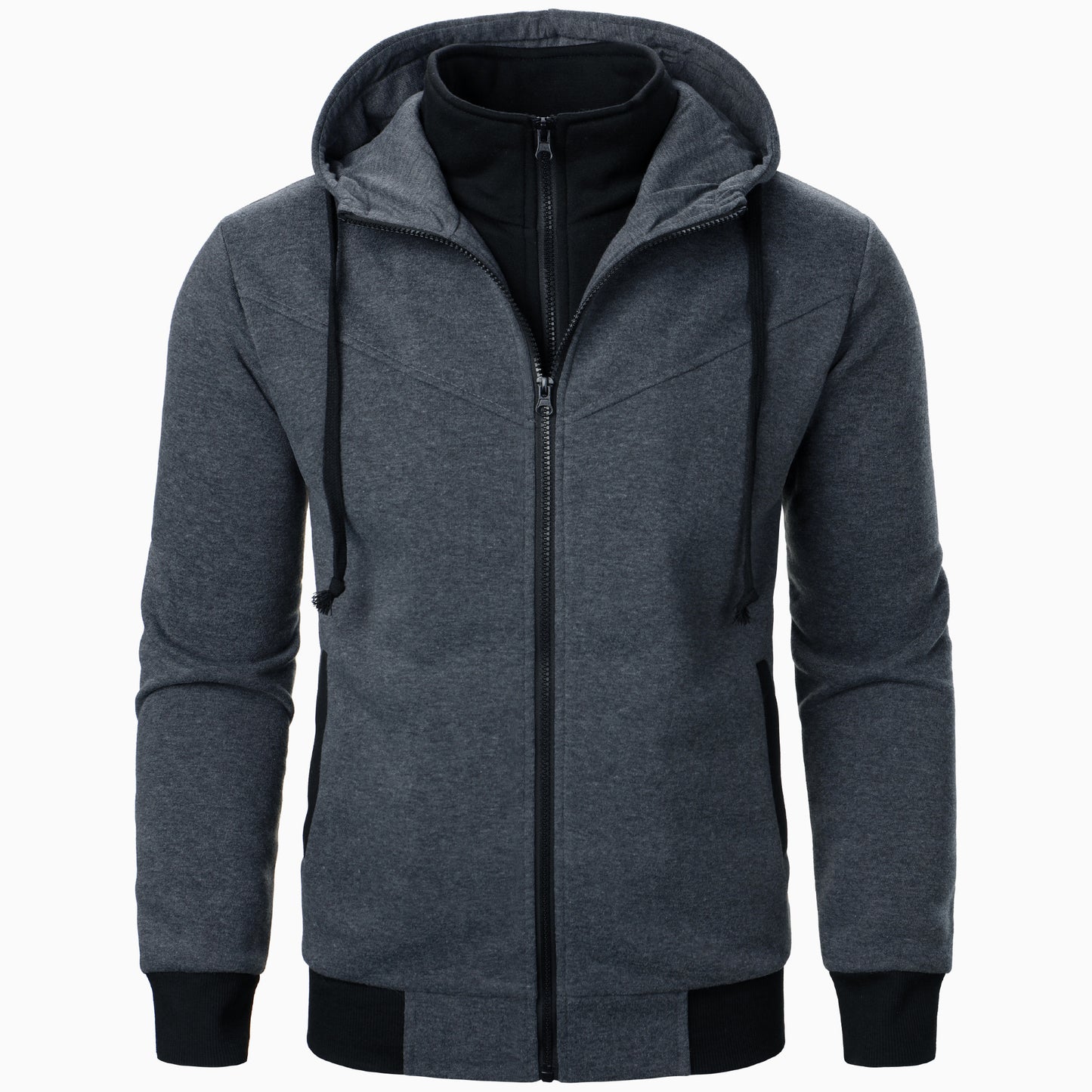 Veste à capuche sportive pour hommes avec design à double couche et accents modernes Chic und Stil
