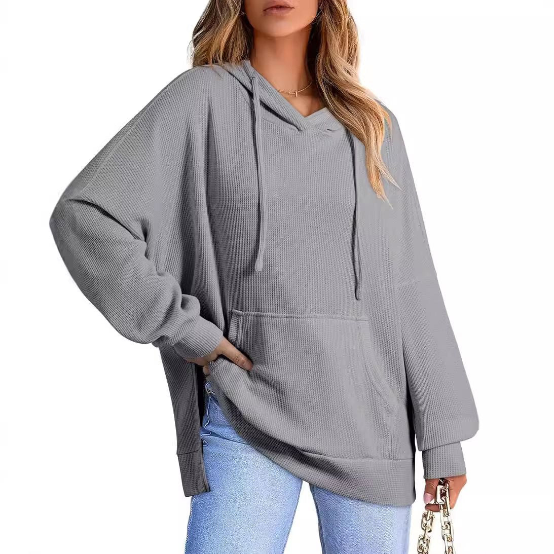 Pull à capuche surdimensionné pour femmes en piqué gaufré Chic und Stil
