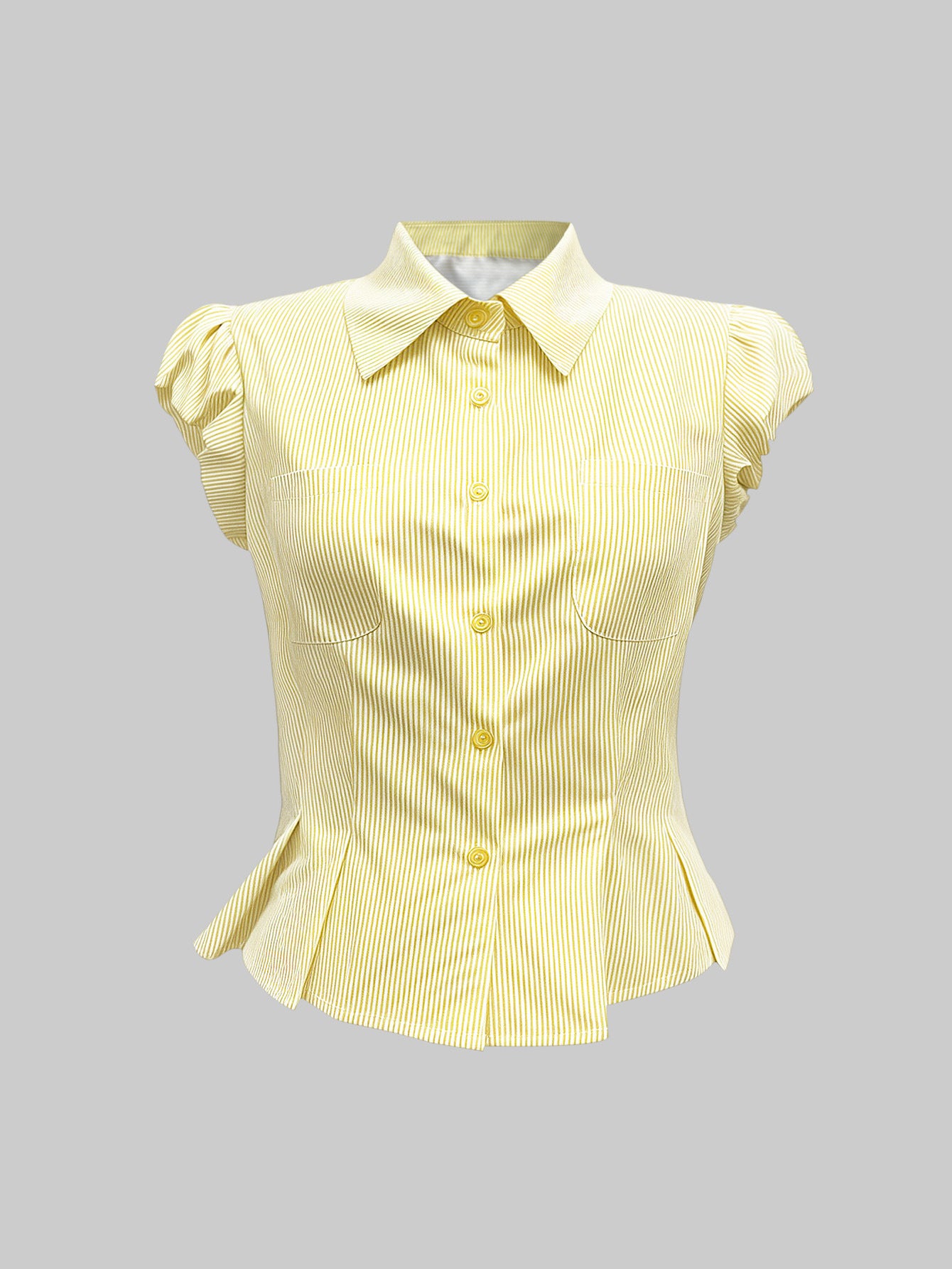 Haut de blouse tricoté pour femmes avec manches bouffantes et détails de boutons Chic und Stil