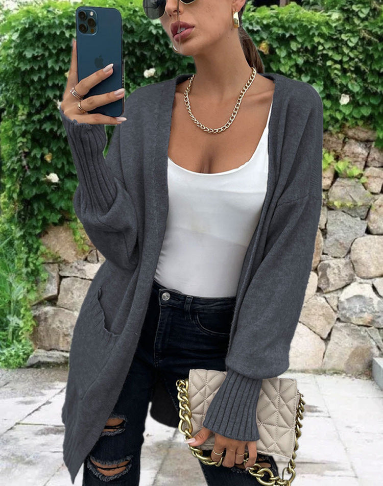 Dames Grosse Maille Cardigan Chic und Stil