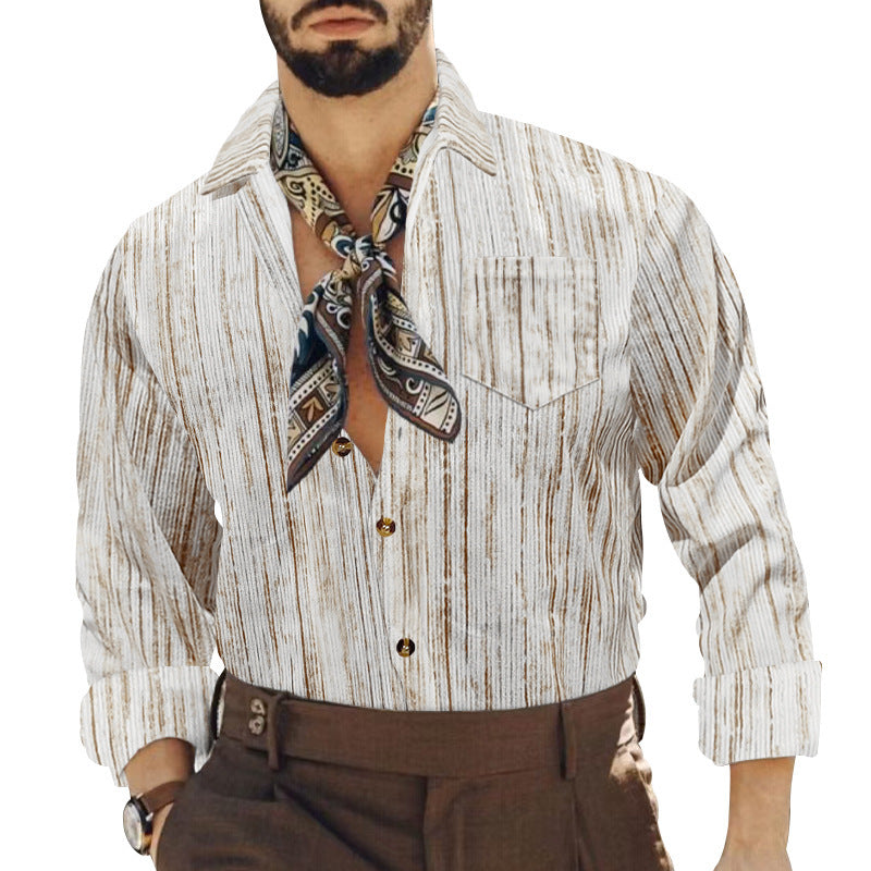 Hommes élégant chemise rayée avec po pocket et col à la mode Chic und Stil