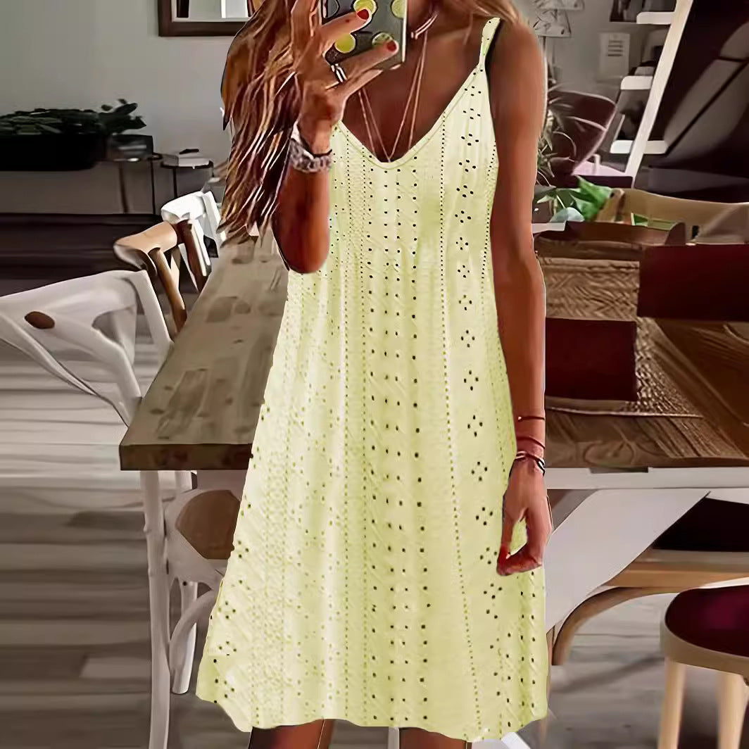 Robe slip légère brodée pour femmes Chic und Stil