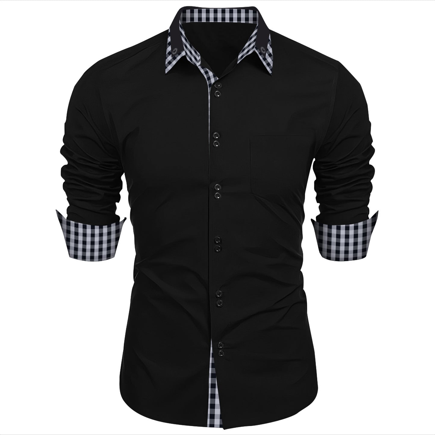 Chemise à manches longues pour hommes premium avec bouton et poignet contrasté Chic und Stil