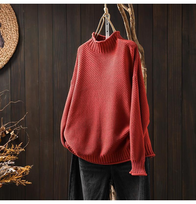 Pull en tricot oversized pour femmes avec col montant Chic und Stil