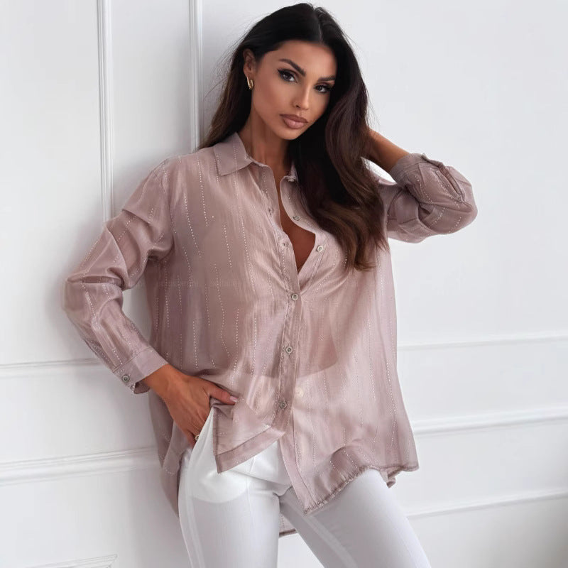 Chemisier transparent métallique pour femmes avec boutons Chic und Stil