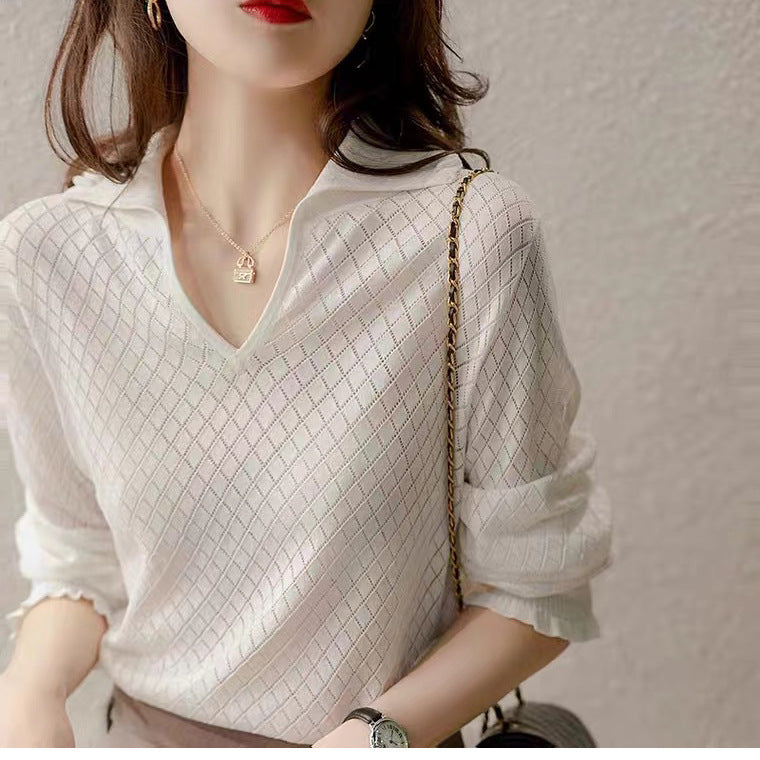 Pull texturé pour femmes à col V Chic und Stil