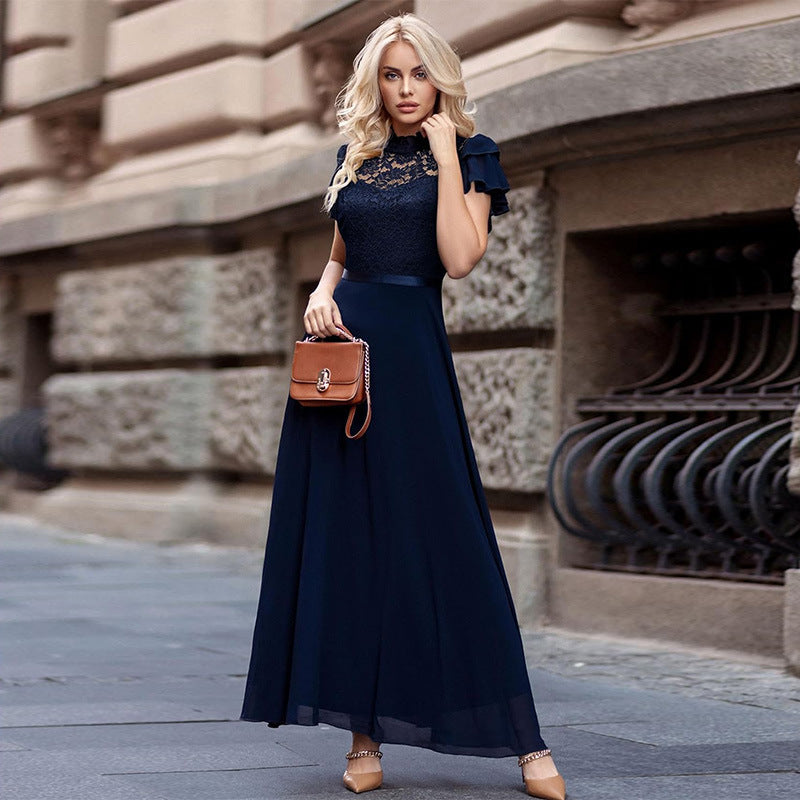Robe maxi élégante à superposition en dentelle pour femmes Chic und Stil