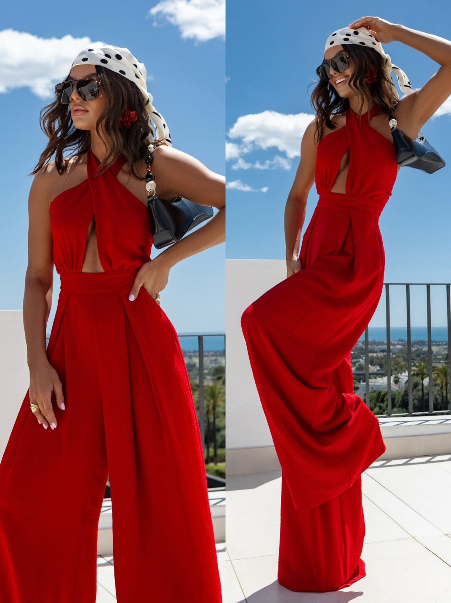 Combinaison à dos nu découpé à jambes larges Chic und Stil
