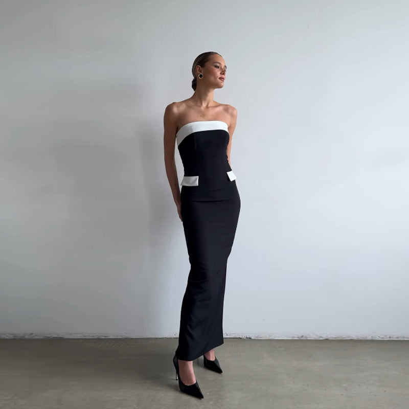 Robe évasée sans bretelles pour femmes