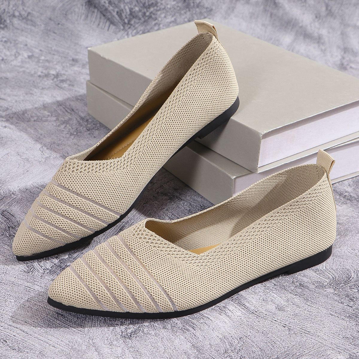 Dames ballerines en tricot à rayures Chic und Stil
