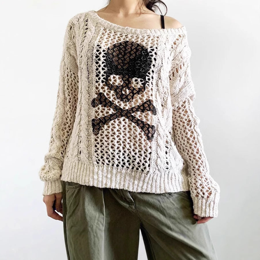 Pull en tricot épais pour femmes avec motif squelette Chic und Stil