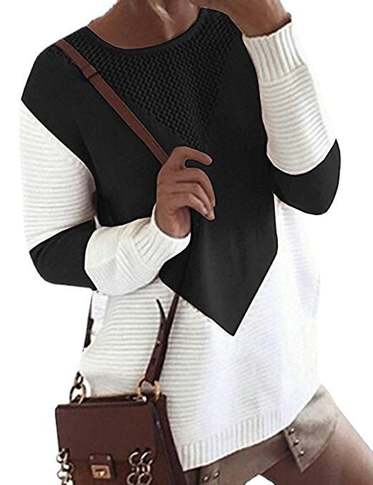 Pull en tricot pour femmes avec des combinaisons de couleurs modernes et un design aéré Chic und Stil