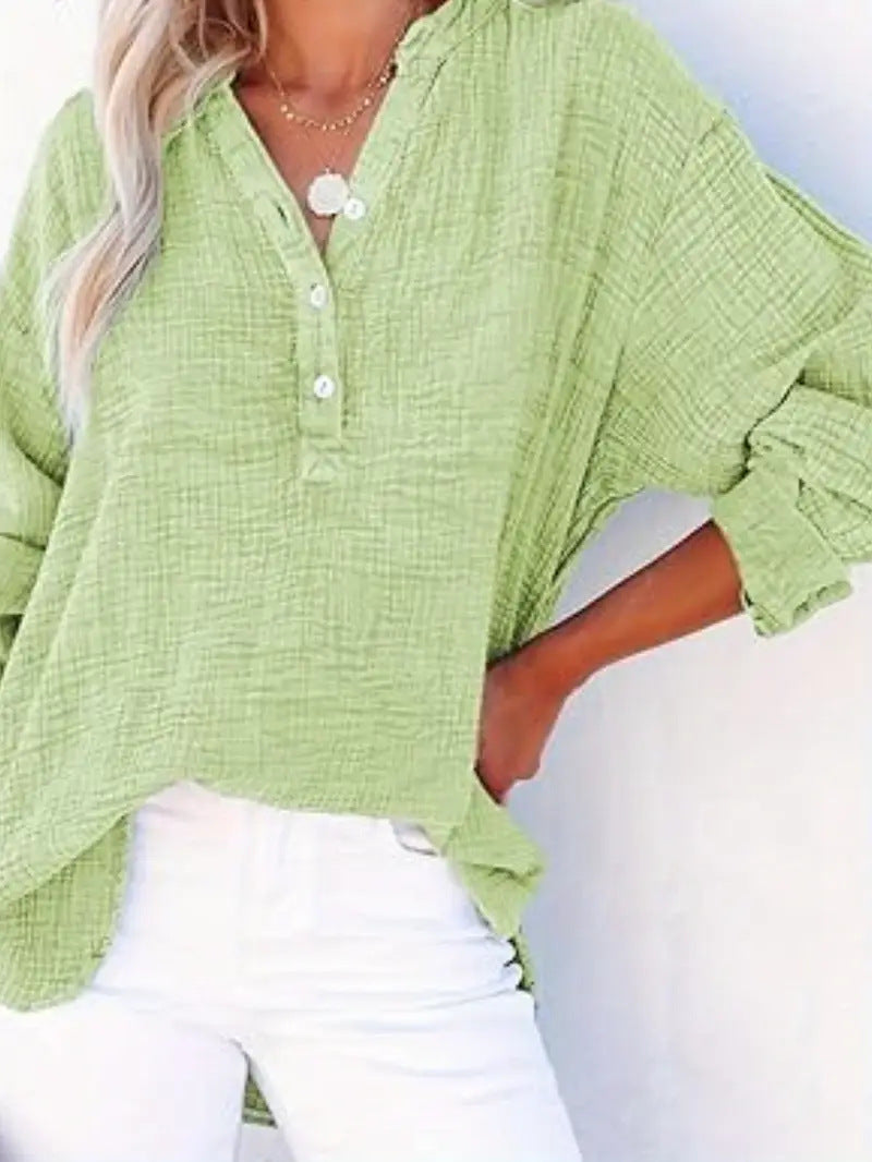Chemise en coton décontractée pour femmes avec patte de boutonnage Chic und Stil