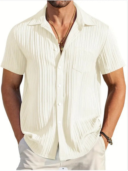 Chemise de plage à manches courtes structurée pour hommes Chic und Stil