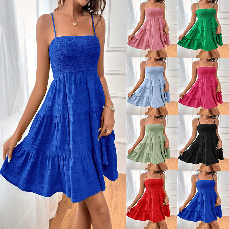 Robe mini sans manches pour femmes avec jupe évasée et haut élastique Chic und Stil
