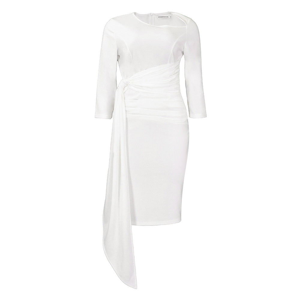 Robe portefeuille ajustée pour femmes avec manches longues et fronces Chic und Stil