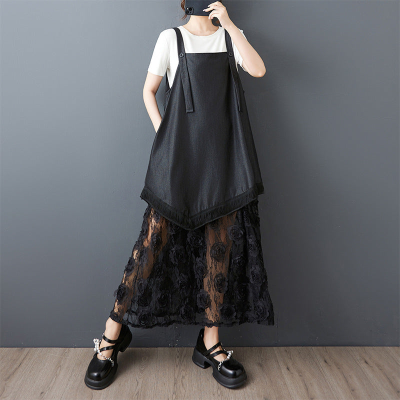 Robe tablier grande taille pour femmes avec superposition florale Chic und Stil