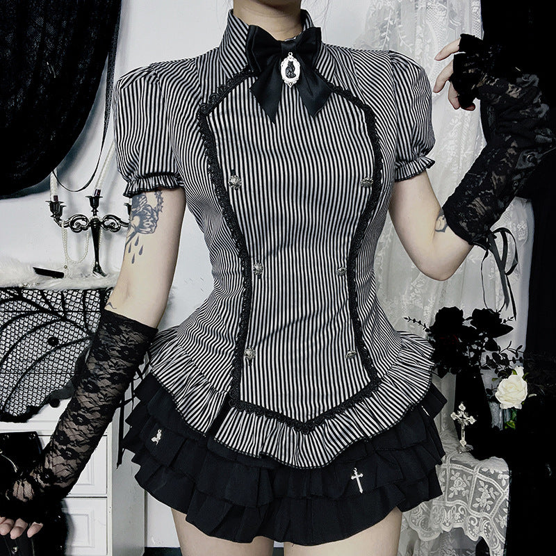 Blouse corset peplum inspirée du gothique pour femmes Chic und Stil