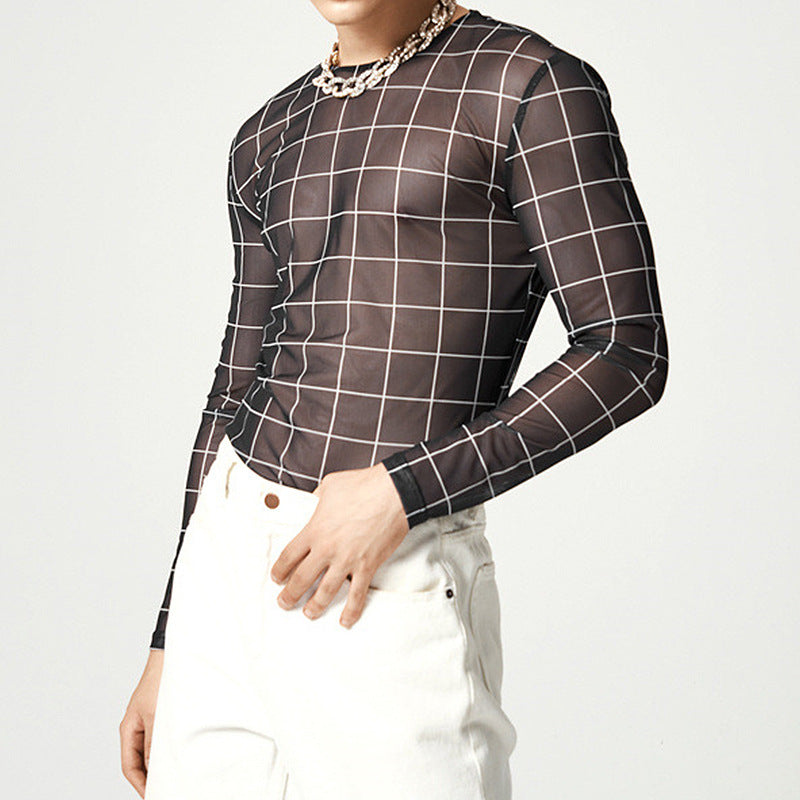 Haut en filet pour hommes avec un motif à carreaux moderne et un tissu respirant Chic und Stil