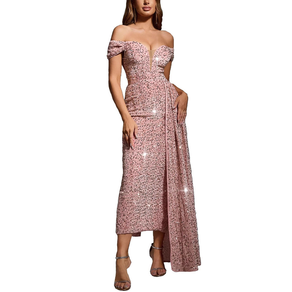 Robe de soirée à sequins épaules dénudées Chic und Stil