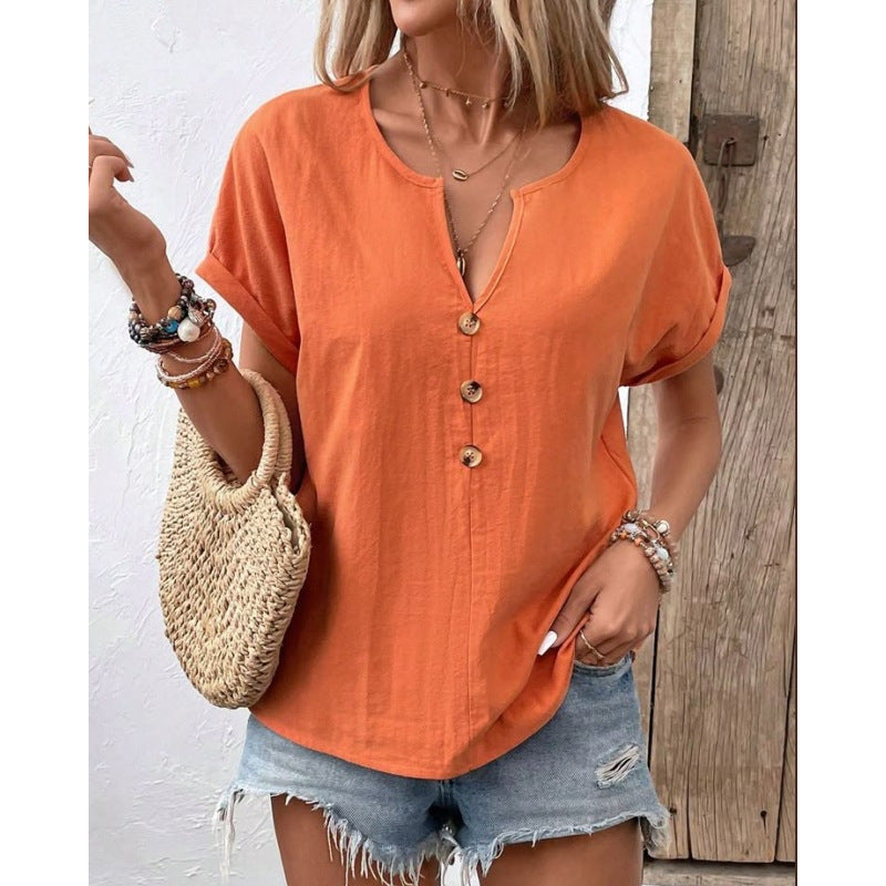 Chemisier décontracté pour femmes avec patte de boutonnage et col rond Chic und Stil