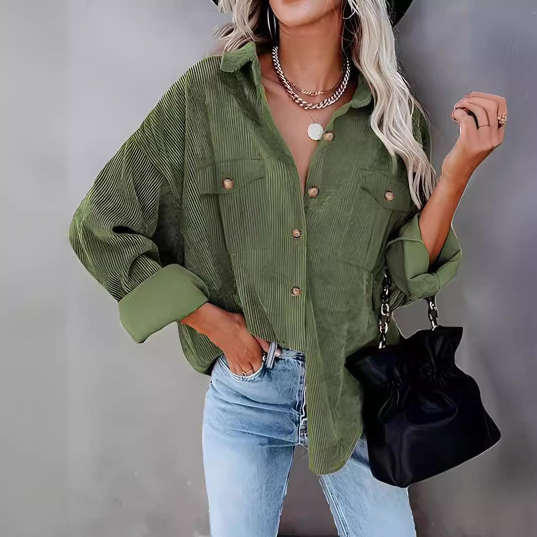Veste en corduroy pour femmes avec poches poitrine doubles Chic und Stil