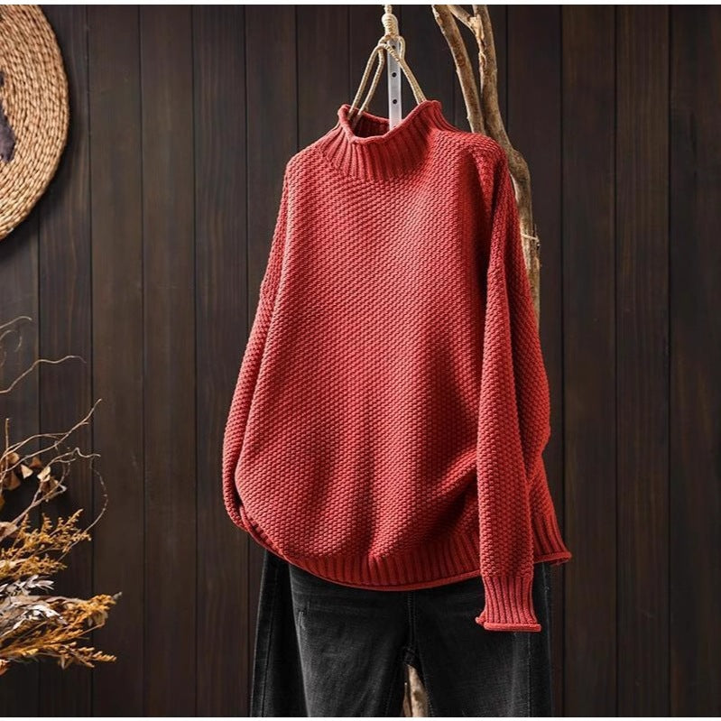 Pull en tricot oversized pour femmes avec col montant Chic und Stil