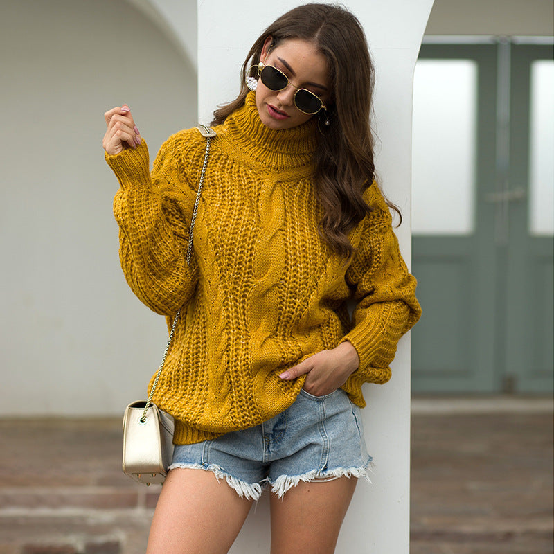 Pull en grosse maille pour femmes avec col montant et design de torsades texturé Chic und Stil