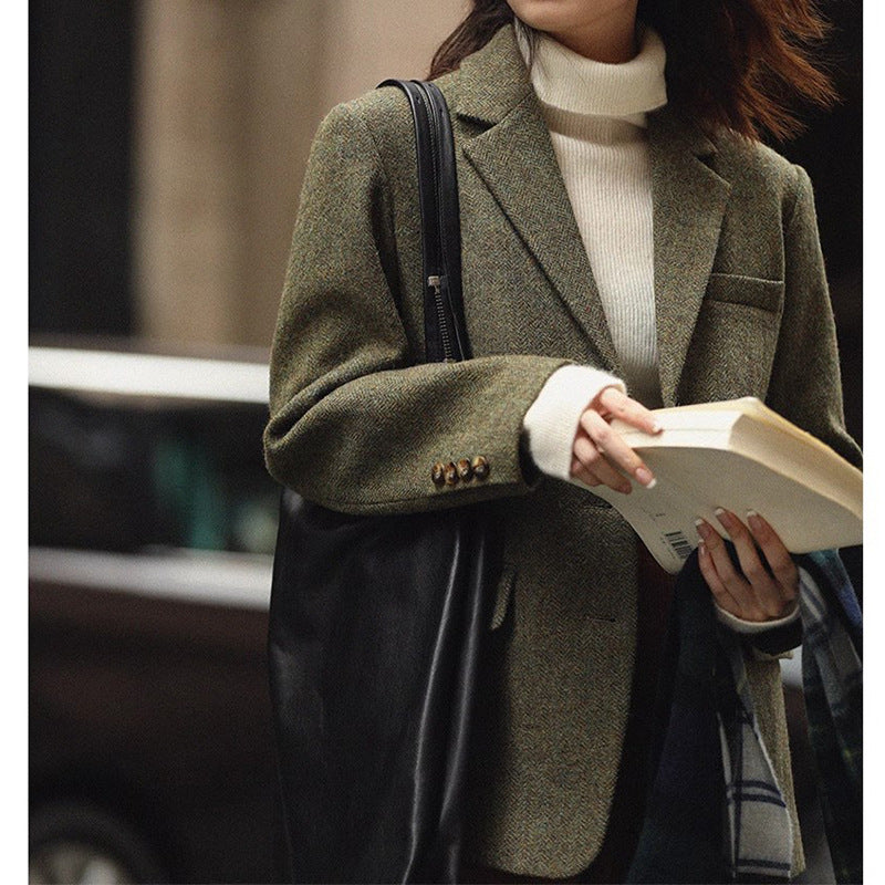 Blazer Herringbone Ajusté pour Femmes Chic und Stil