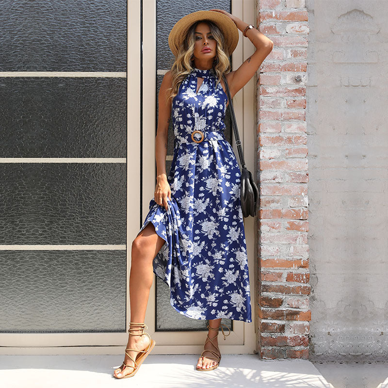 Robe maxi à imprimé floral pour femmes avec détail de fente haute Chic und Stil