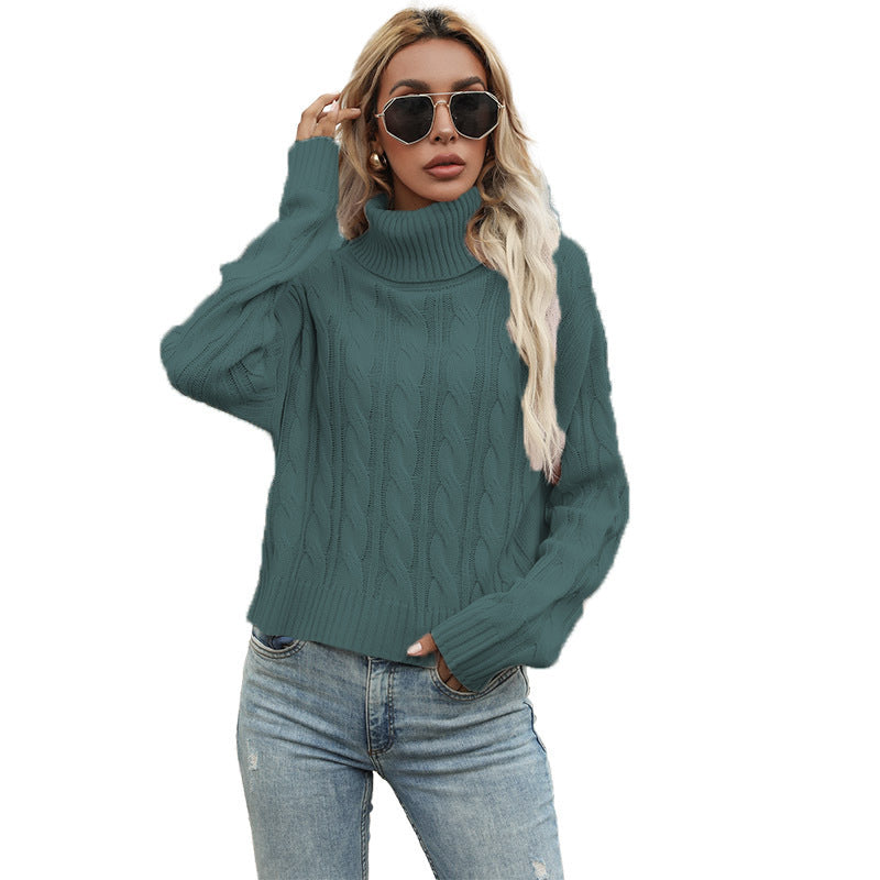 Pull en grosse maille pour femmes avec col roulé haut et motif torsadé marqué Chic und Stil