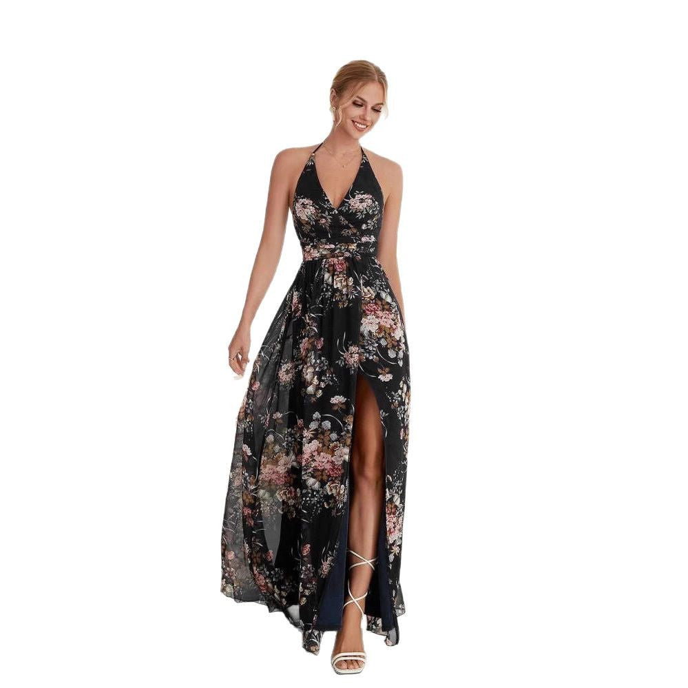 Robe maxi Chic und Stil à design floral pour femmes à fentes hautes