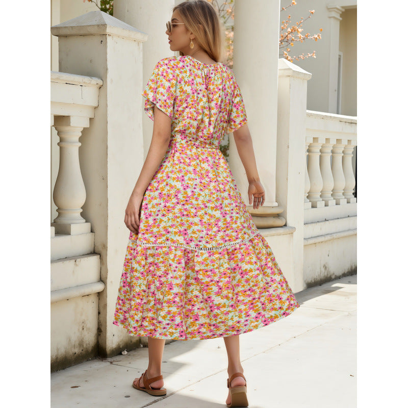 Robes maxi à volants en fleurs pour femmes Chic und Stil